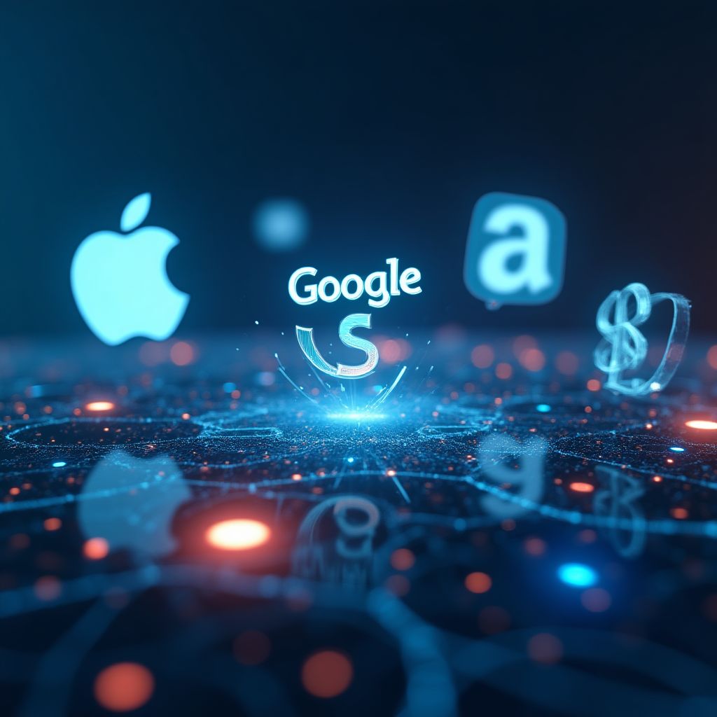 Logos de empresas tecnológicas en una pantalla